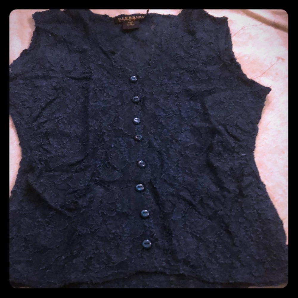 Beautiful dark blue lace tank v neck small